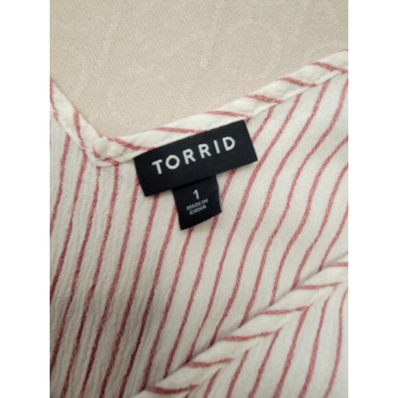 Torrid Tank Top Lace Up Spaghetti Strap Adjustable Brick‎ Red Verticle Stripe 1 - Picture 9 of 12